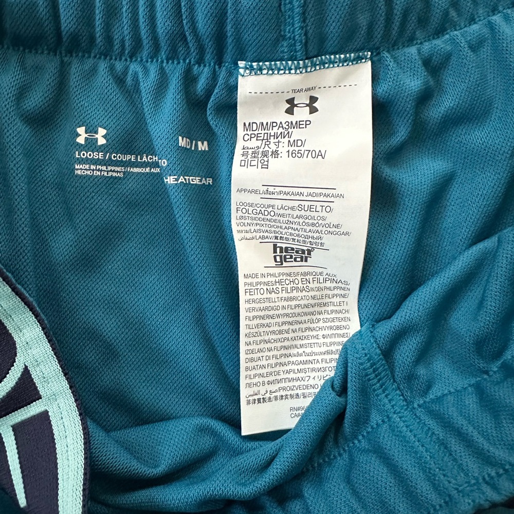 UNDER ARMOUR Women's Play Up Heat Gear Teal Shorts (Medium) - Picture 4 of 5